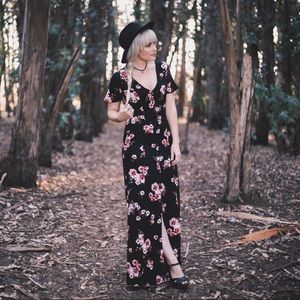 FULL TILT Floral Button Front Maxi Dress